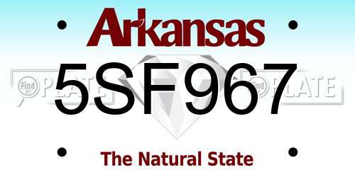 5SF967 Arkansas License Plate