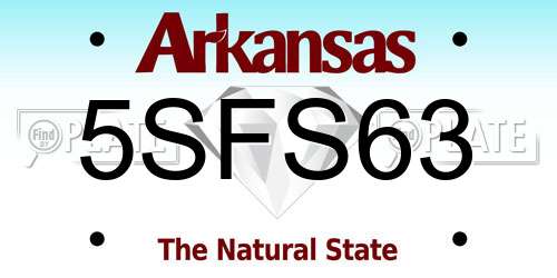 5SFS63 Arkansas License Plate