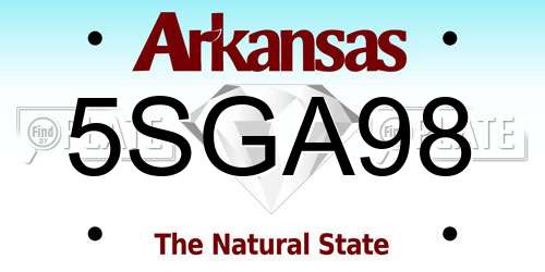 5SGA98 Arkansas License Plate