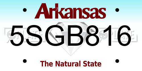 5SGB816 Arkansas License Plate