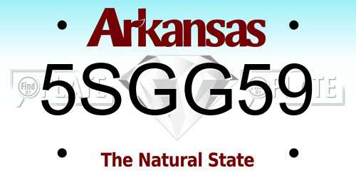 5SGG59 Arkansas License Plate