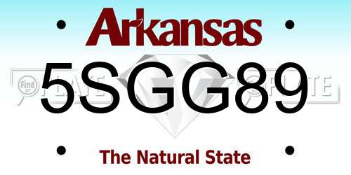 5SGG89 Arkansas License Plate