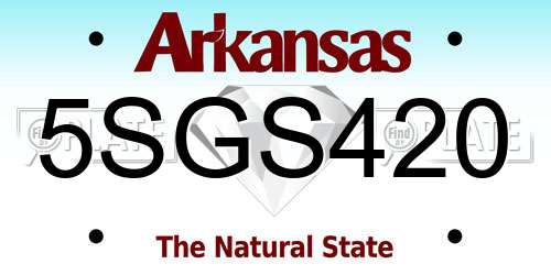 5SGS420 Arkansas License Plate