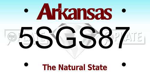 5SGS87 Arkansas License Plate