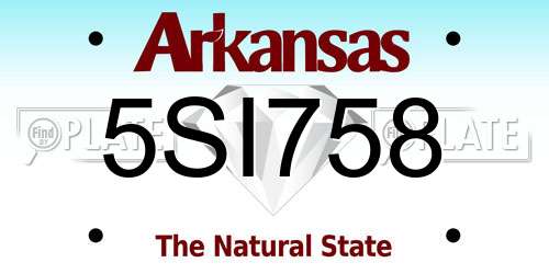 5SI758 Arkansas License Plate