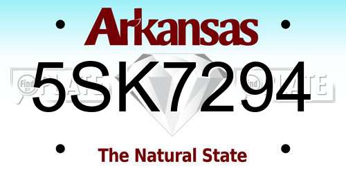 5SK7294 Arkansas License Plate