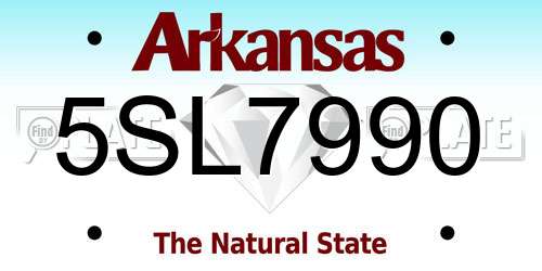 5SL7990 Arkansas License Plate
