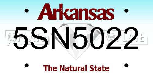 5SN5022 Arkansas License Plate