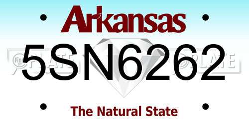 5SN6262 Arkansas License Plate