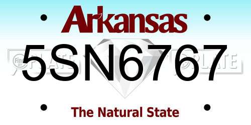 5SN6767 Arkansas License Plate