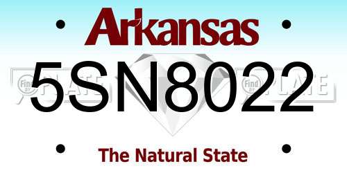 5SN8022 Arkansas License Plate