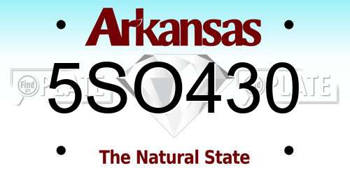 5SO430 Arkansas License Plate