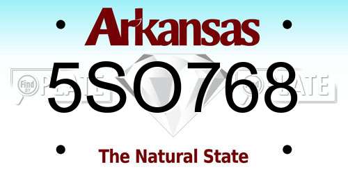 5SO768 Arkansas License Plate