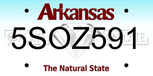 5SOZ591 Arkansas License Plate