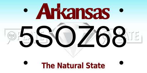 5SOZ68 Arkansas License Plate