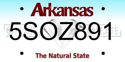 5SOZ891 Arkansas License Plate
