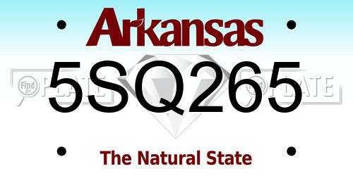 5SQ265 Arkansas License Plate