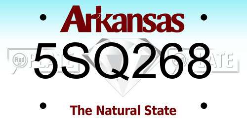 5SQ268 Arkansas License Plate
