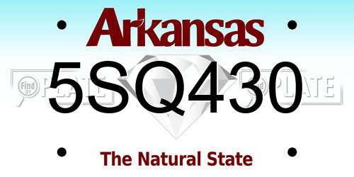 5SQ430 Arkansas License Plate