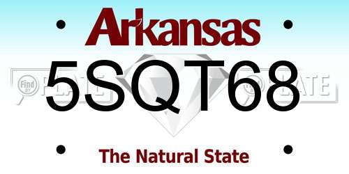 5SQT68 Arkansas License Plate