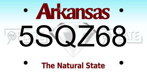 5SQZ68 Arkansas License Plate