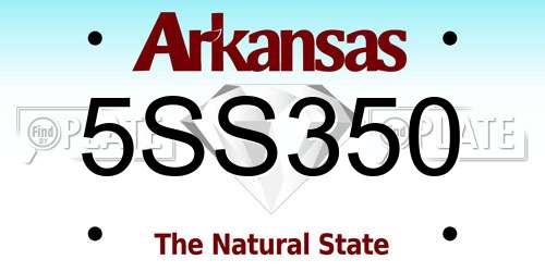 5SS350 Arkansas License Plate