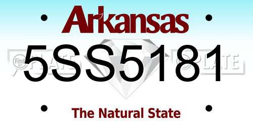 5SS5181 Arkansas License Plate