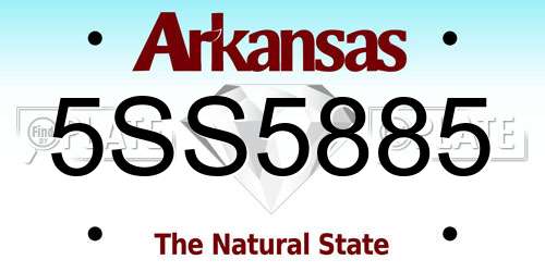 5SS5885 Arkansas License Plate