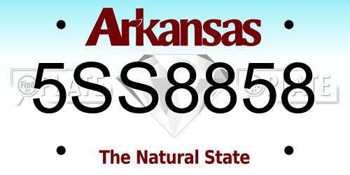 5SS8858 Arkansas License Plate
