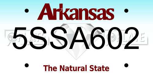 5SSA602 Arkansas License Plate