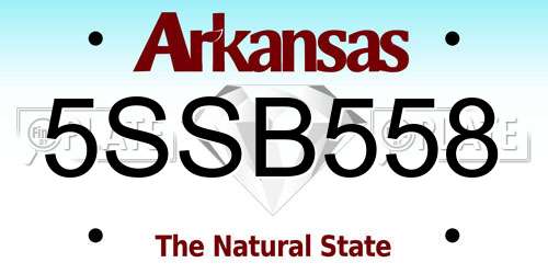 5SSB558 Arkansas License Plate
