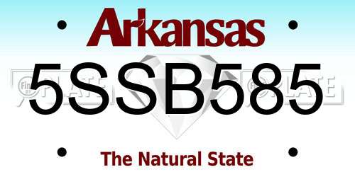 5SSB585 Arkansas License Plate
