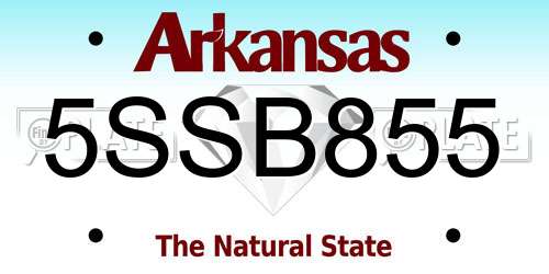 5SSB855 Arkansas License Plate