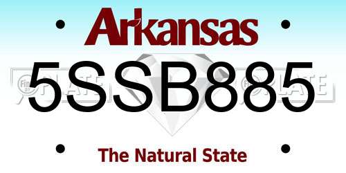 5SSB885 Arkansas License Plate