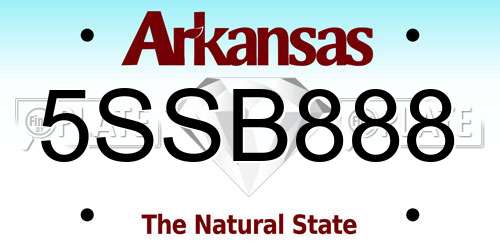 5SSB888 Arkansas License Plate