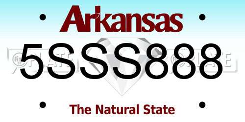 5SSS888 Arkansas License Plate