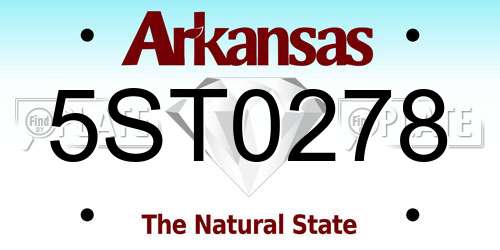 5ST0278 Arkansas License Plate