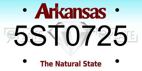 5ST0725 Arkansas License Plate