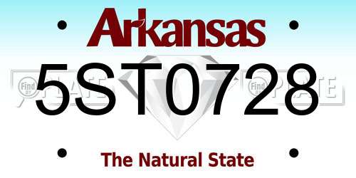 5ST0728 Arkansas License Plate