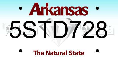5STD728 Arkansas License Plate