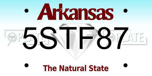 5STF87 Arkansas License Plate