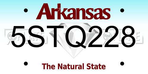 5STQ228 Arkansas License Plate