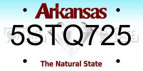 5STQ725 Arkansas License Plate