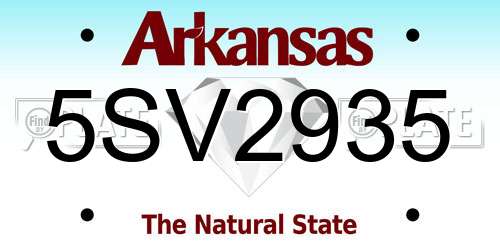 5SV2935 Arkansas License Plate