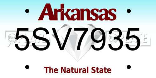 5SV7935 Arkansas License Plate