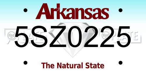 5SZ0225 Arkansas License Plate