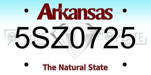 5SZ0725 Arkansas License Plate