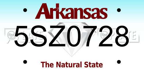 5SZ0728 Arkansas License Plate