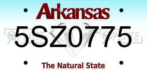 5SZ0775 Arkansas License Plate