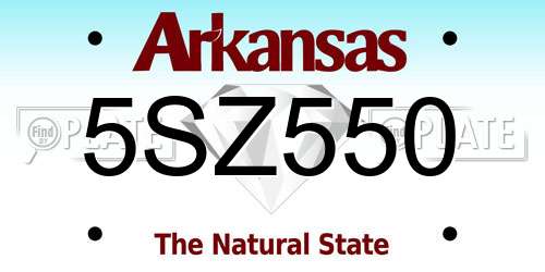 5SZ550 Arkansas License Plate